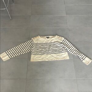 J. Crew Cream and Navy Striped Long Sleeve Top
